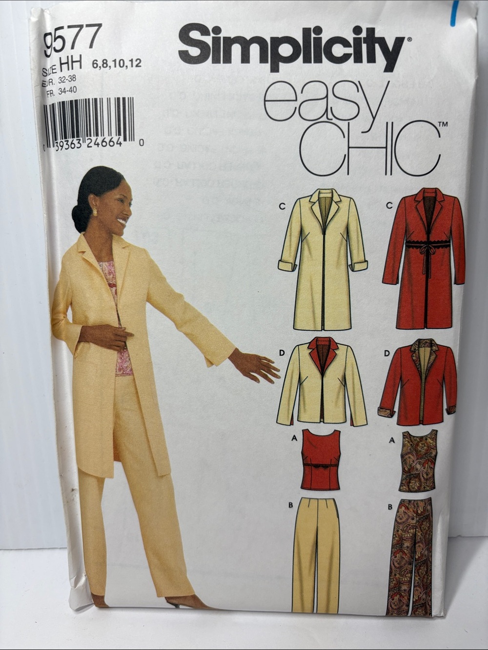 Simplicity Patterns 9577 Pants Top Long Jacket Set sizes 6-12